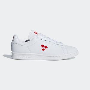 Adidas Stan Smith Shoes with Red Heart